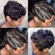 human hair pixie cut bob wig, view 3 - MRSLM