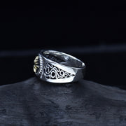 s925 silver retro sunflower pattern ring, view 5 - MRSLM