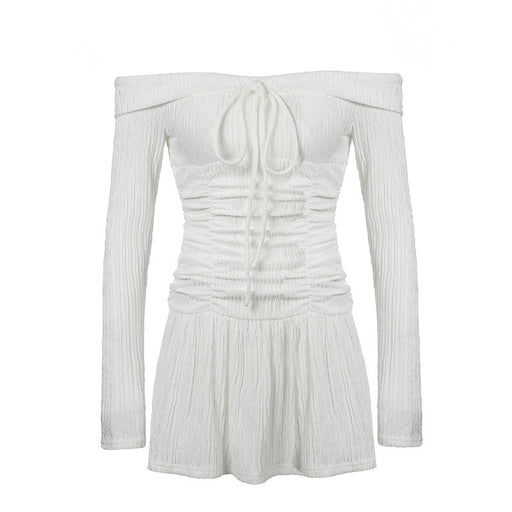 pleated off-shoulder dress, view 6 - MRSLM