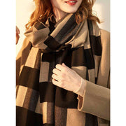 oversized wool plaid winter scarf, view 3 - MRSLM