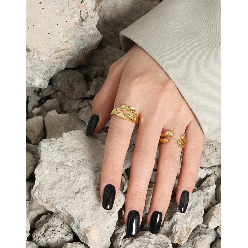 hammered texture s925 silver ring, view 9 - MRSLM