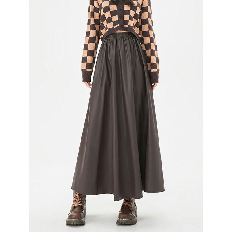 A-line faux leather maxi skirt, view 7 - MRSLM