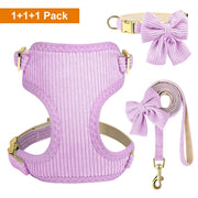 Adjustable bowknot dog collar, harness and leash set, view 5 - MRSLM