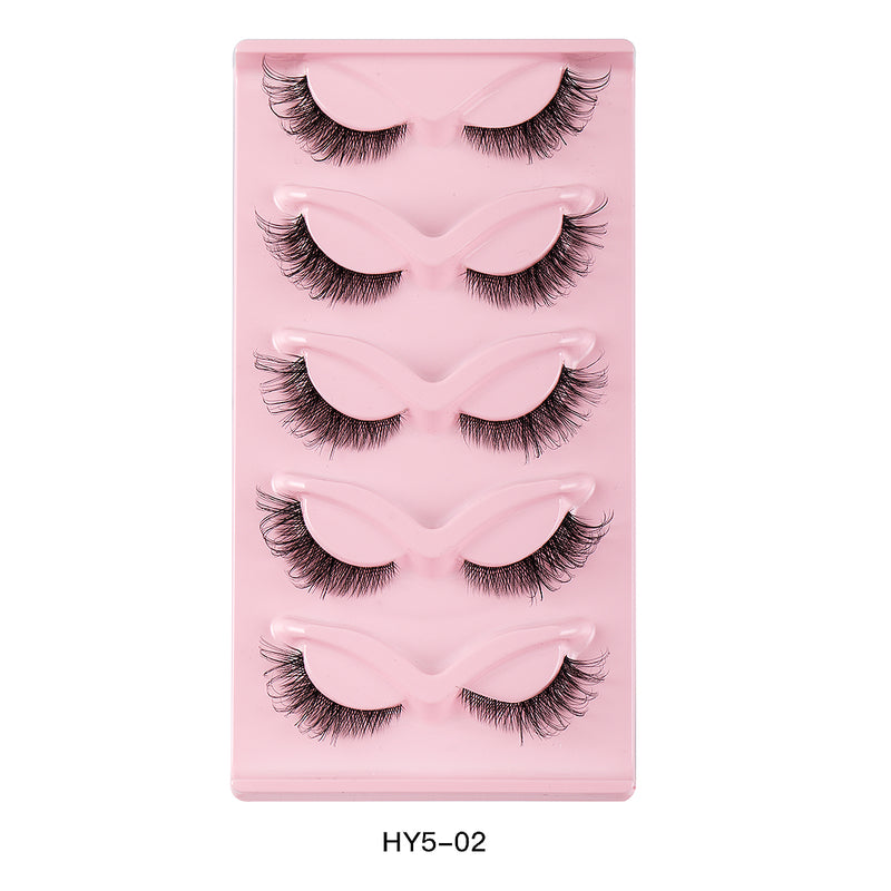 5 pair 3D cat eye fox eye lashes, view 3 - MRSLM