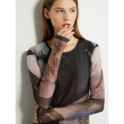 minimalist long-sleeved mesh t-shirt for women, view 7 - MRSLM