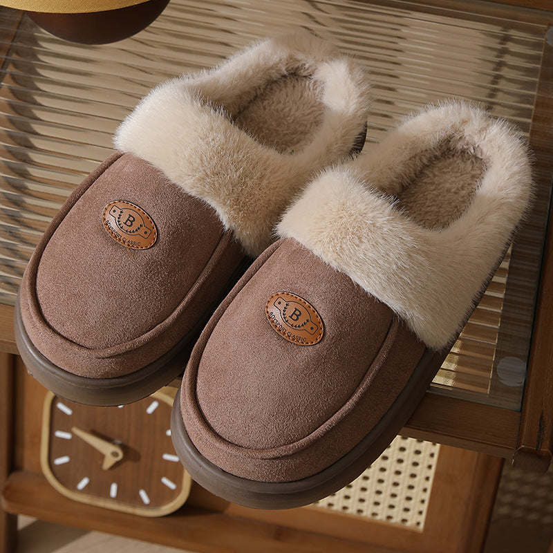 Men's suede plush-lined house slippers, view 4 - MRSLM