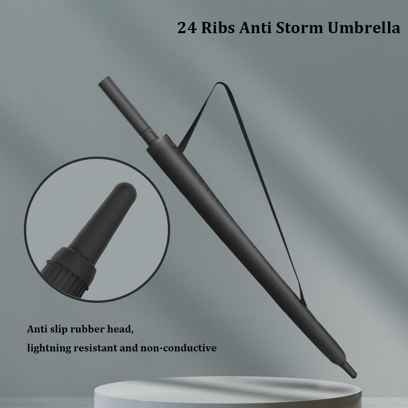 Deluxe 24-Rib Windproof Umbrella with Long Handle and Automatic Opening