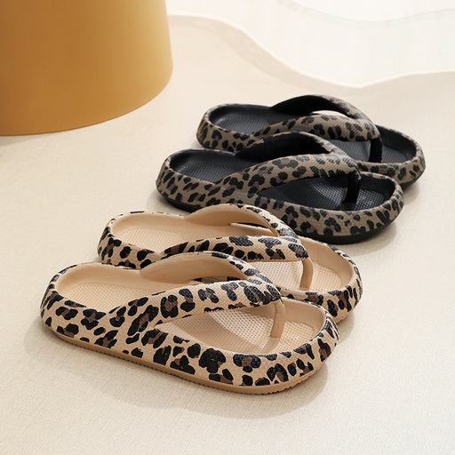 women's leopard print flip-flop sandals - MRSLM