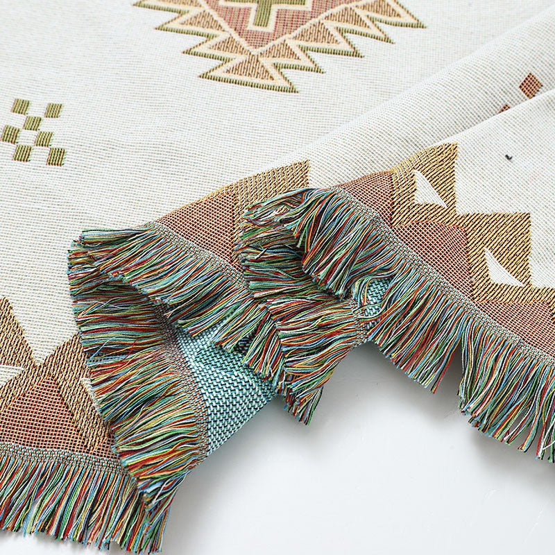 Vintage geometric pattern boho throw blanket, view 6 - MRSLM