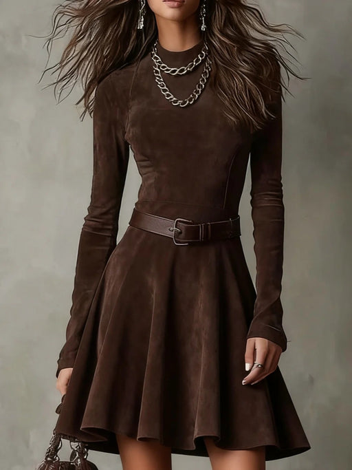 women's brown fishtail dress, view 6 - MRSLM