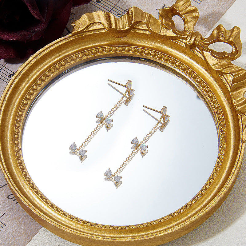 long silver bowknot earrings, view 4 - MRSLM