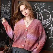 gradient v-neck cardigan sweater, view 8 - MRSLM