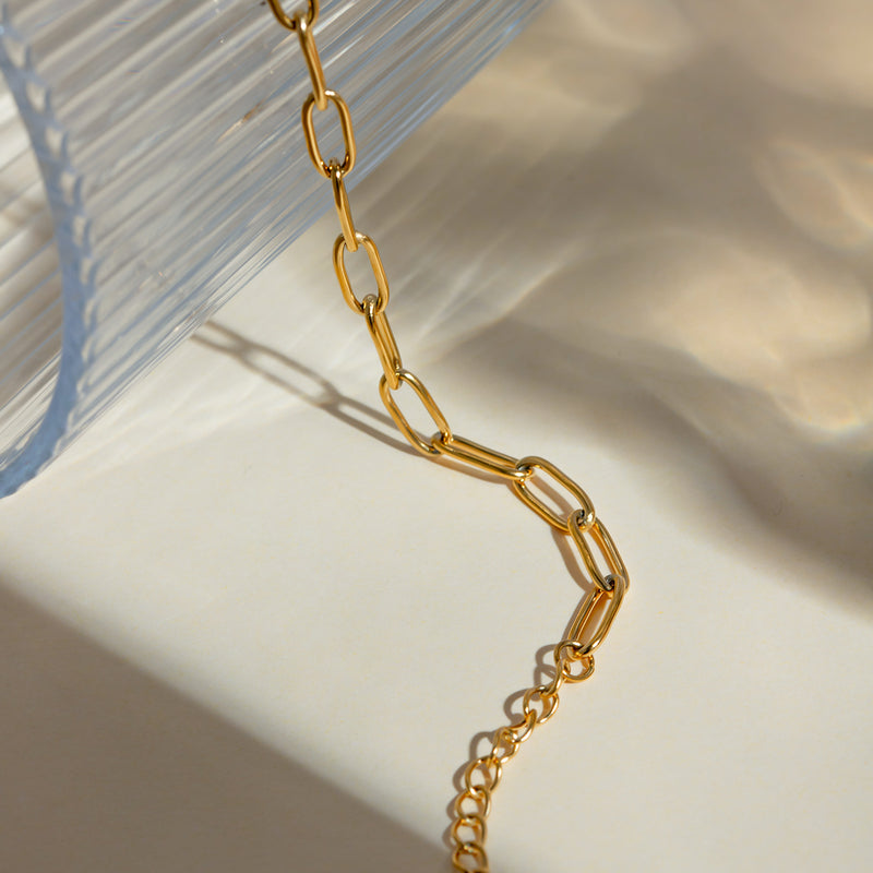 Gold paper clip chain anklet, view 6 - MRSLM