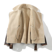 plus size fleece-lined polo collar jacket, view 10 - MRSLM