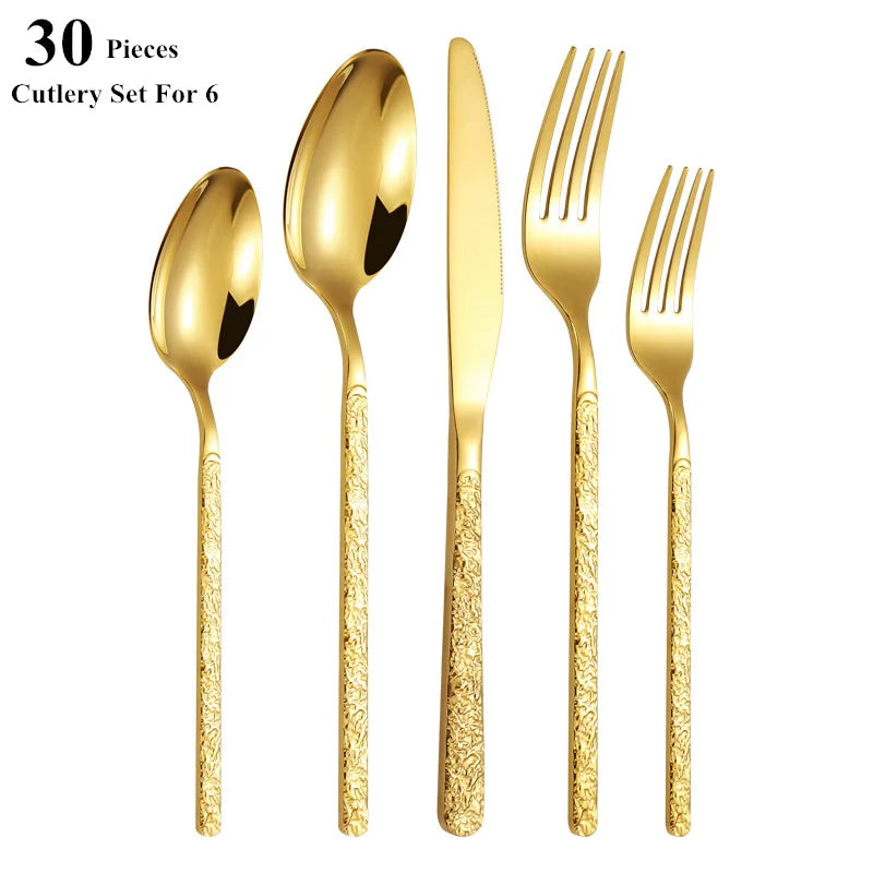 30-piece golden cutlery set, view 2 - MRSLM