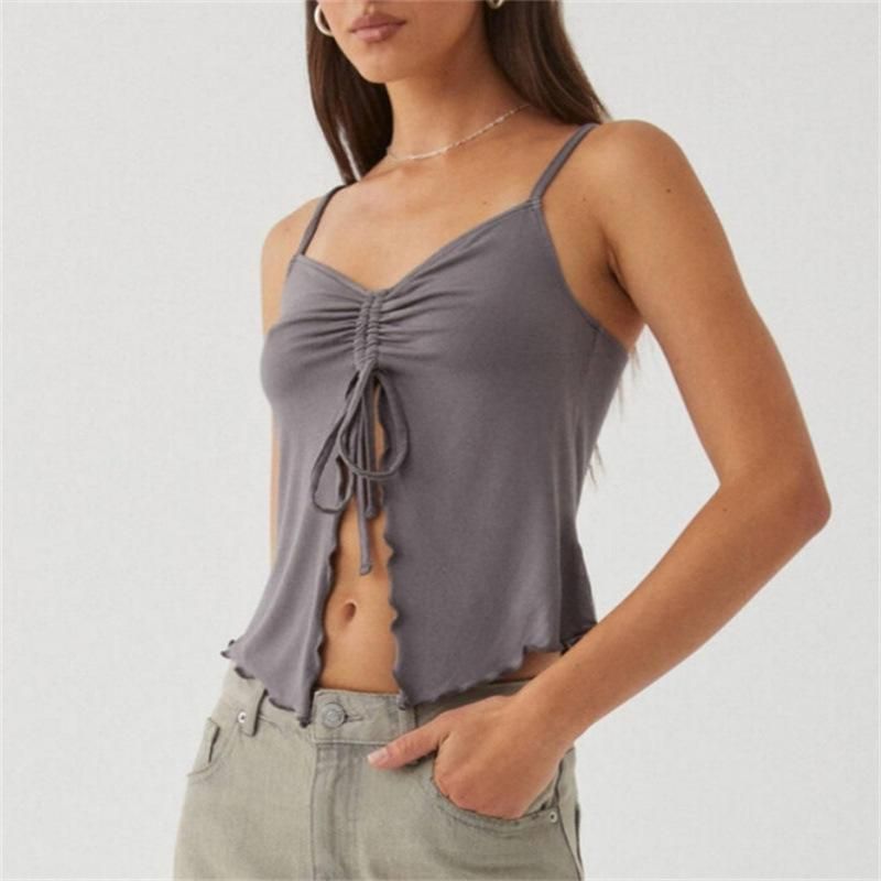 Sleeveless crop top with side bandage, view 3 - MRSLM