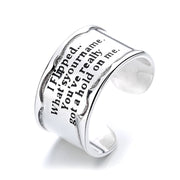 sterling silver wide letter open ring, view 2 - MRSLM