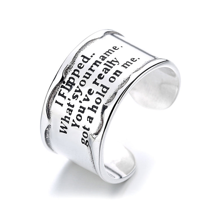 Sterling Silver Wide Cylindrical English Letters Split Ring