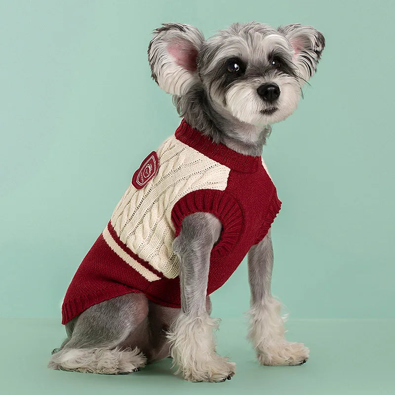 college style winter sweater for dogs, view 6 - MRSLM