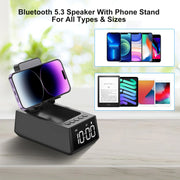 foldable bluetooth speaker stand with alarm clock, view 8 - MRSLM