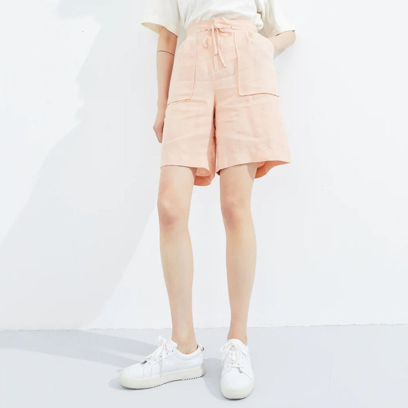 women's linen lace-up shorts, view 8 - MRSLM