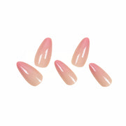 Gradient pink almond glossy fake nail set, view 5 - MRSLM