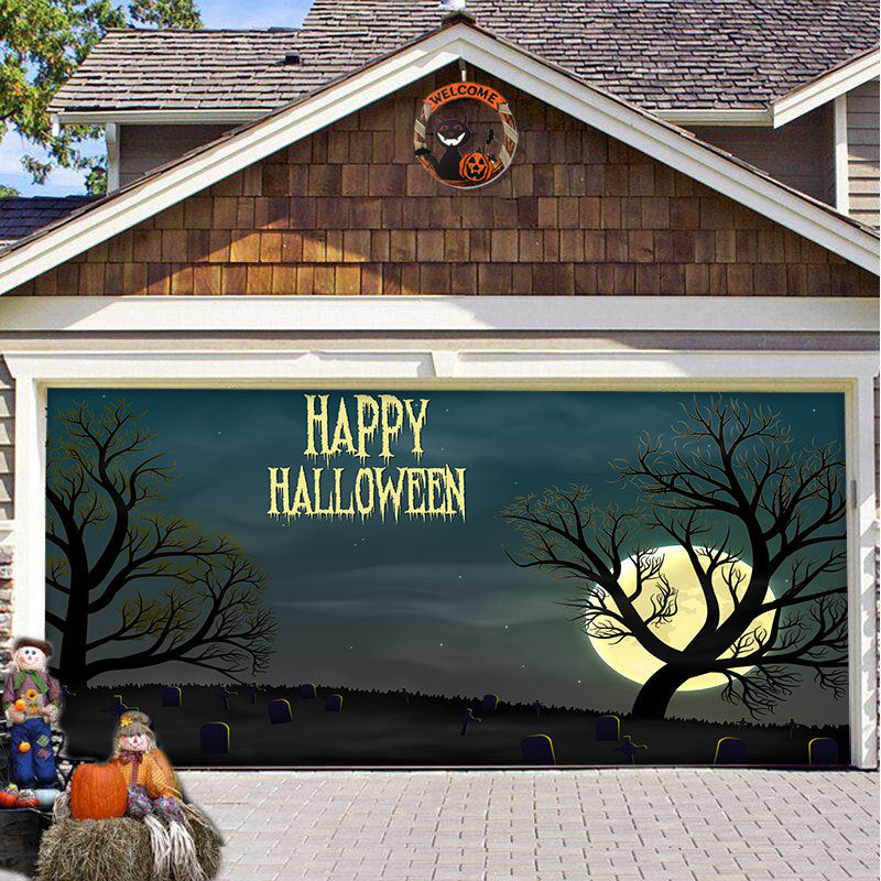 Halloween garage door backdrop hanging cloth, view 19 - MRSLM