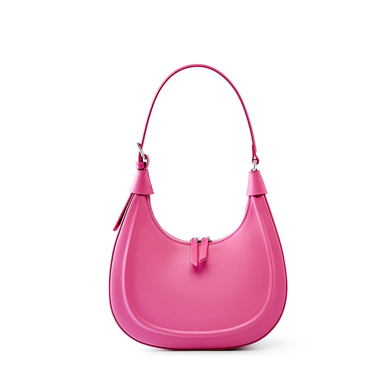Women's half moon leather shoulder bag, view 2 - MRSLM