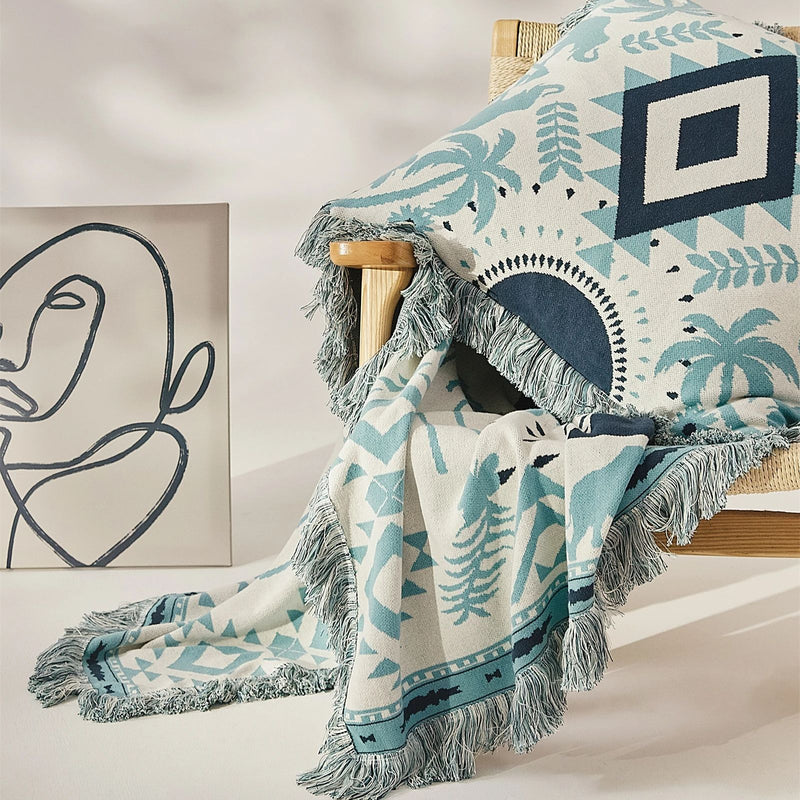 bohemian cotton knitted blanket, view 6 - MRSLM