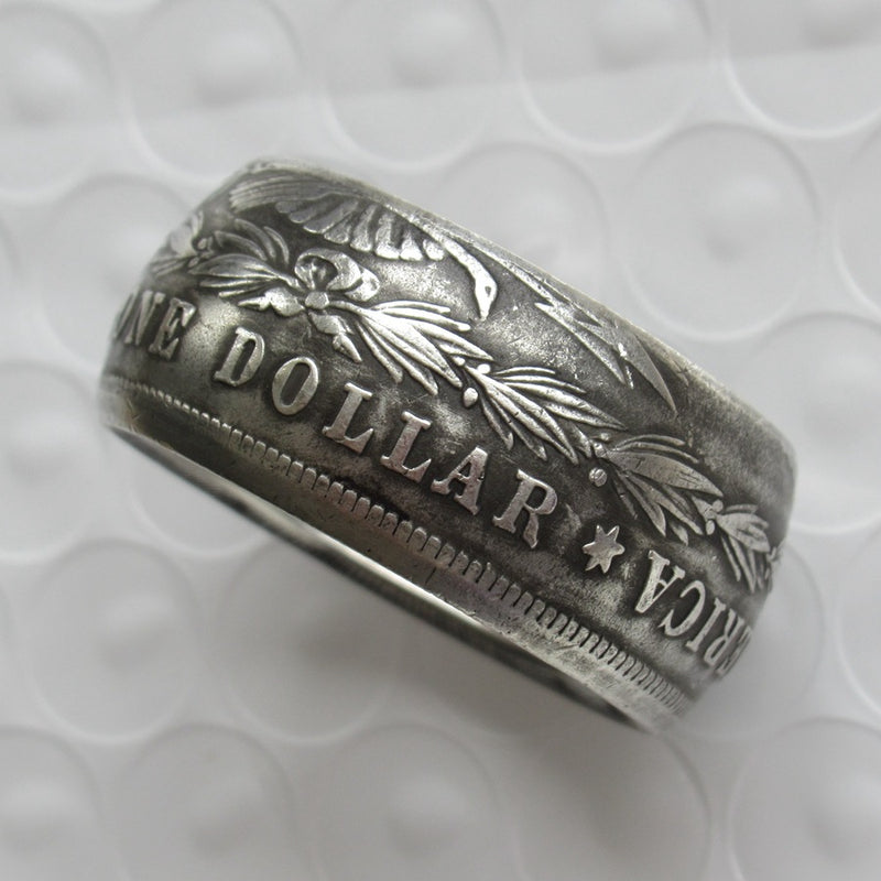 antique morgan dollar coin ring, view 6 - MRSLM