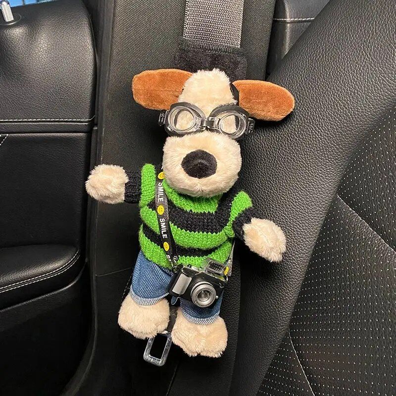 cartoon dog plush seat belt protector, view 6 - MRSLM