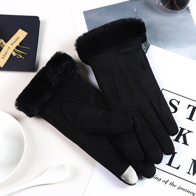women's fur winter driving gloves touch screen, view 3 - MRSLM