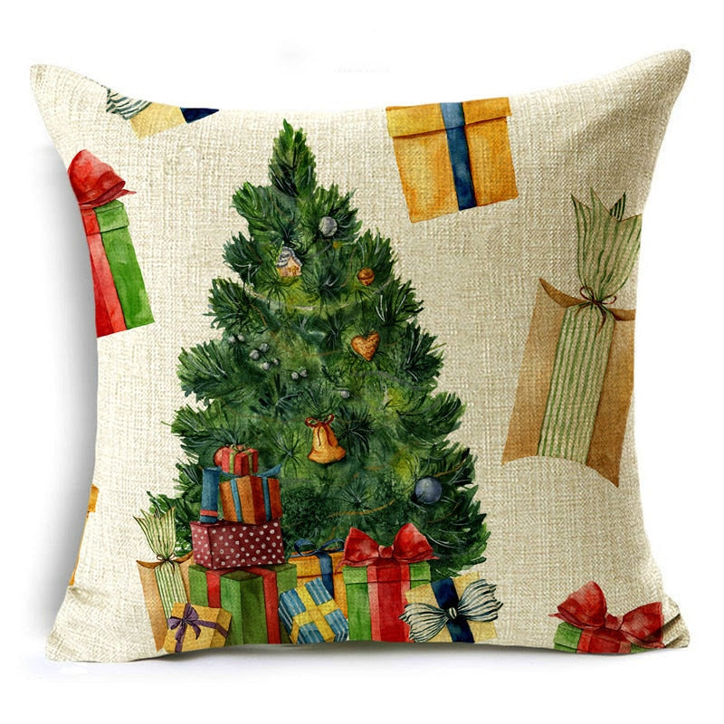 Merry Christmas linen throw pillow cover, view 2 - MRSLM