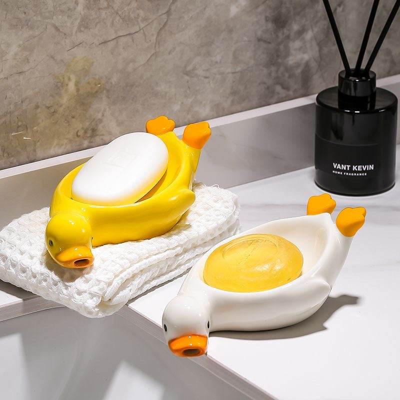 yellow duck ceramic soap dish, view 6 - MRSLM