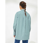 striped cotton blouse with lace-up detail, view 5 - MRSLM