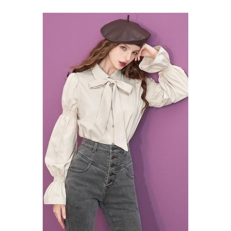 long sleeve casual office blouse, view 6 - MRSLM