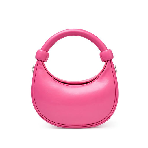 rose pink leather crescent crossbody bag, view 3 - MRSLM