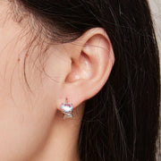 s925 silver fox moonstone earrings - MRSLM