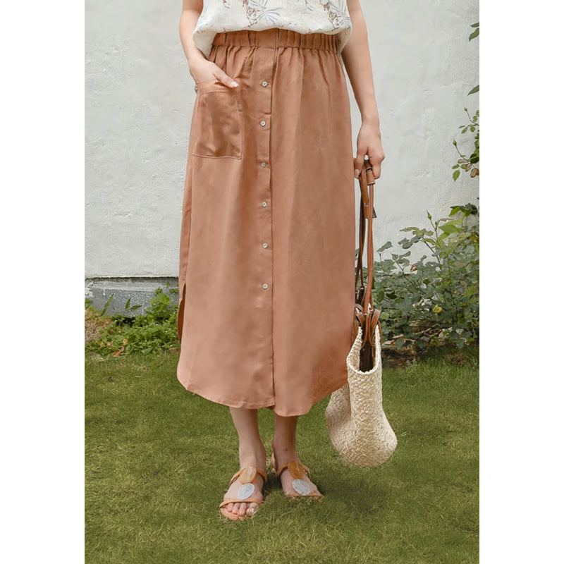 cotton linen maxi skirt, view 2 - MRSLM