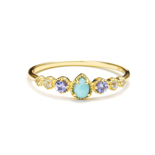 925 silver water drop blue stone ring, view 3 - MRSLM
