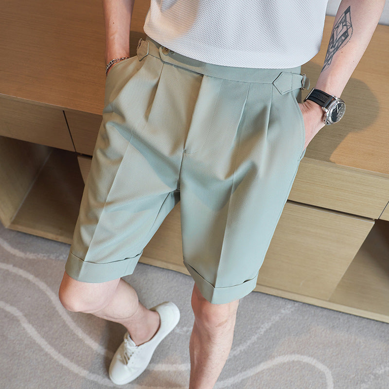 Men's solid color straight shorts, view 2 - MRSLM