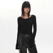 backless long sleeve slim top - MRSLM