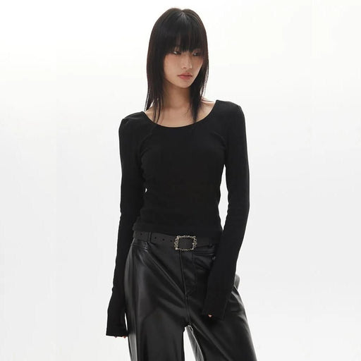 backless long sleeve slim top - MRSLM