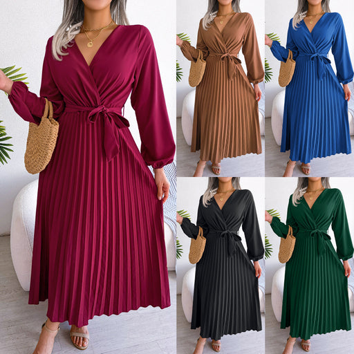 elegant pleated chiffon maxi dress - MRSLM
