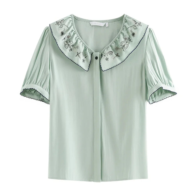 floral embroidered shirt, view 3 - MRSLM