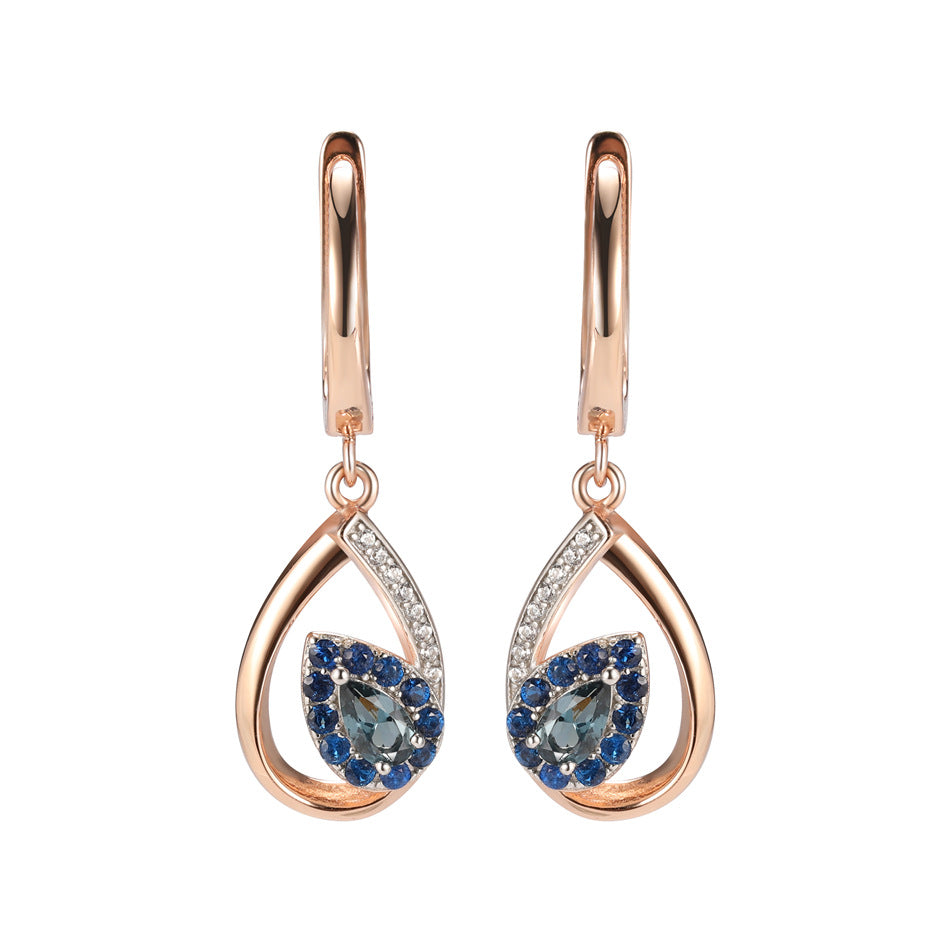 Blue Rose Gold  Electroplated Leaf Earrings