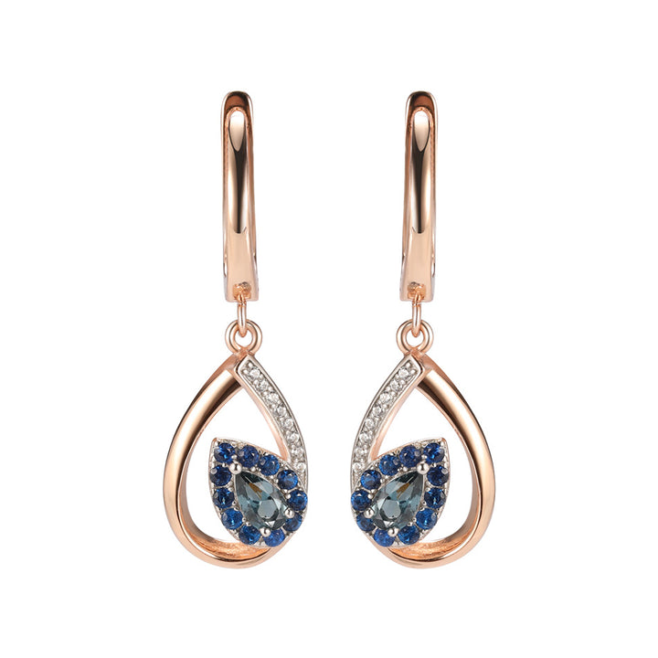 Blue Rose Gold  Electroplated Leaf Earrings