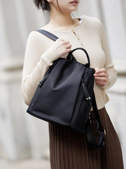 large capacity genuine leather backpack, view 8 - MRSLM