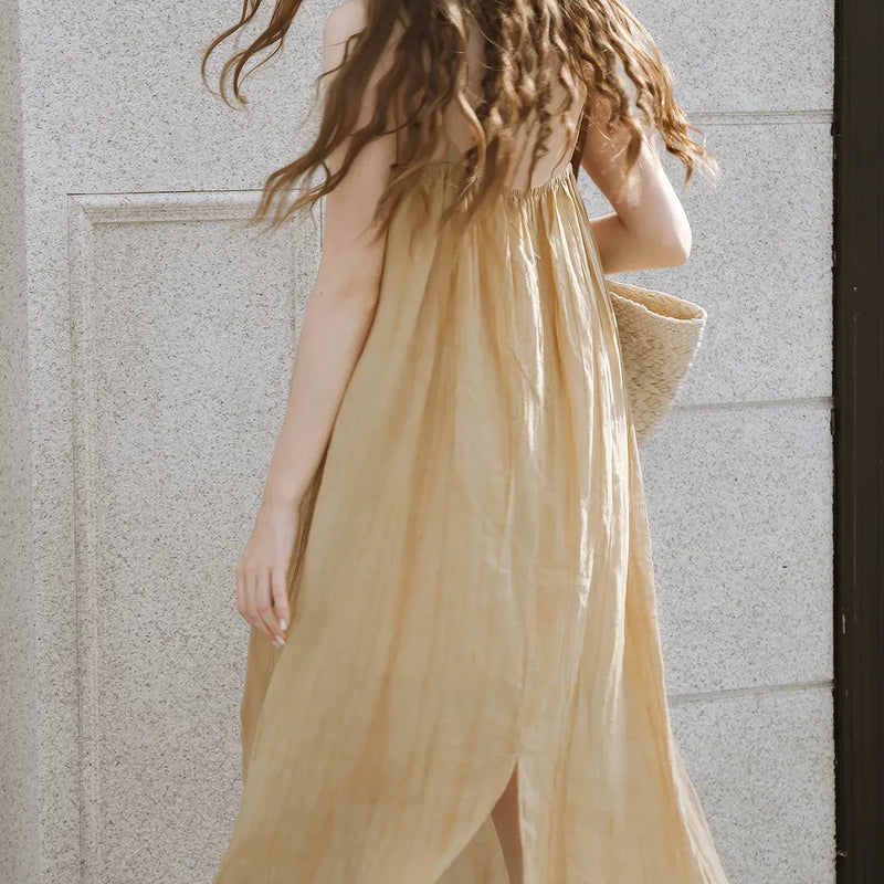 v-neck linen sundress, view 7 - MRSLM