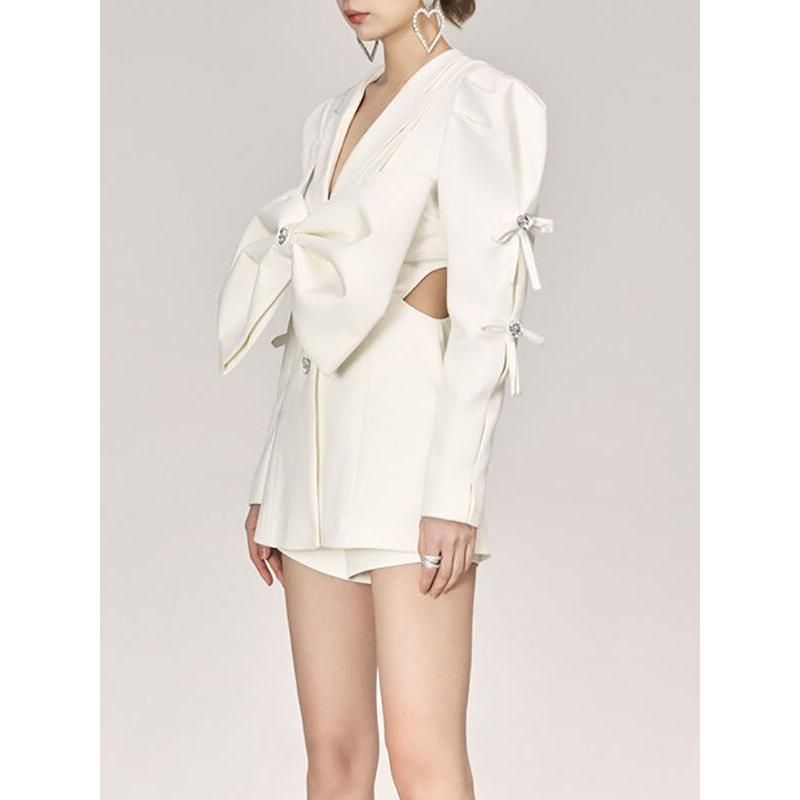 women's blazer with diamond bow, view 6 - MRSLM
